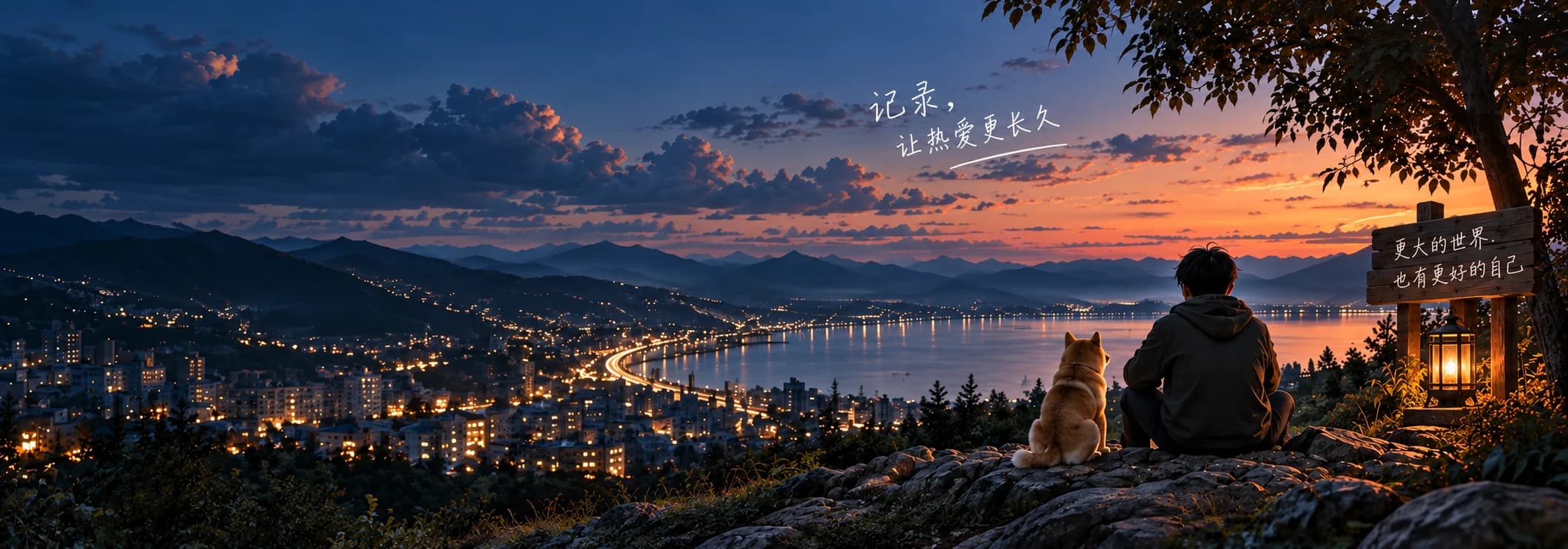 写有记录寄语的山城海湾